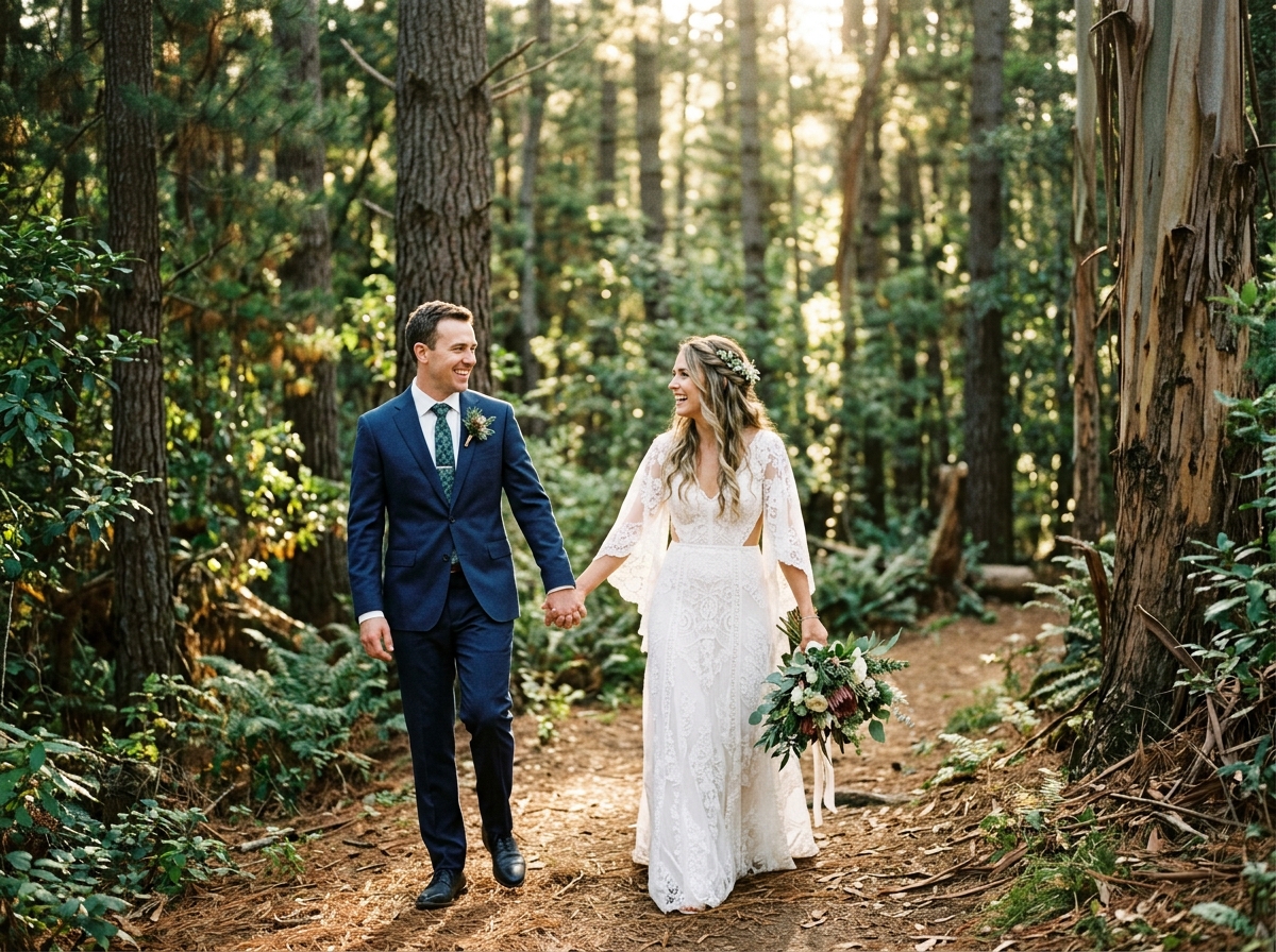 Paseo en el bosque - Pareja generada con IA