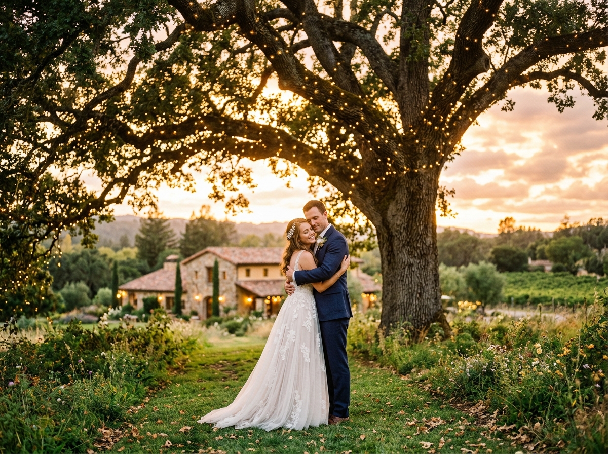 Atardecer dorado - Pareja generada con IA